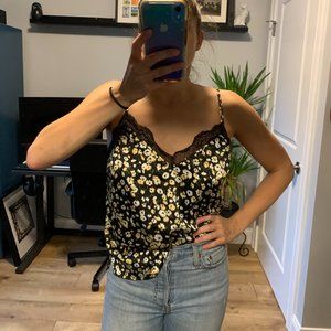 A&F lace trim floral camisole